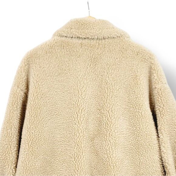 Missguided Borg Aviator Oversized Coat Jacket in Cream Faux Sherpa Size 12 - Picture 6 of 16